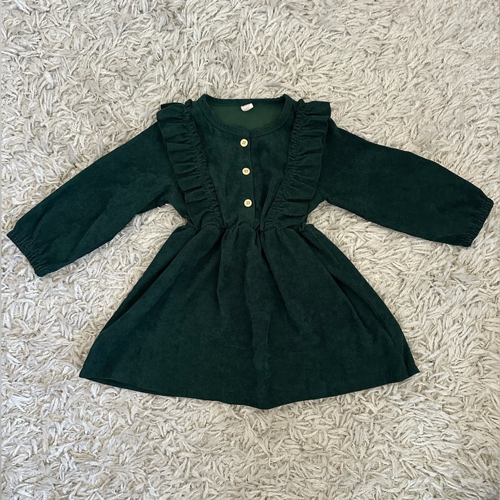 Toddler Girl Corduroy Ruffle Long Sleeve Dress
